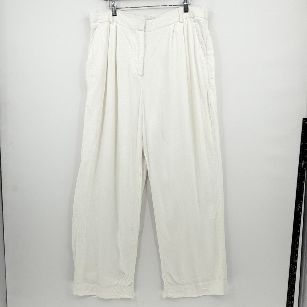 Abercrombie & Fitch Wide Leg Pants Womens 33 16 Long Ivory Linen Blend Coastal